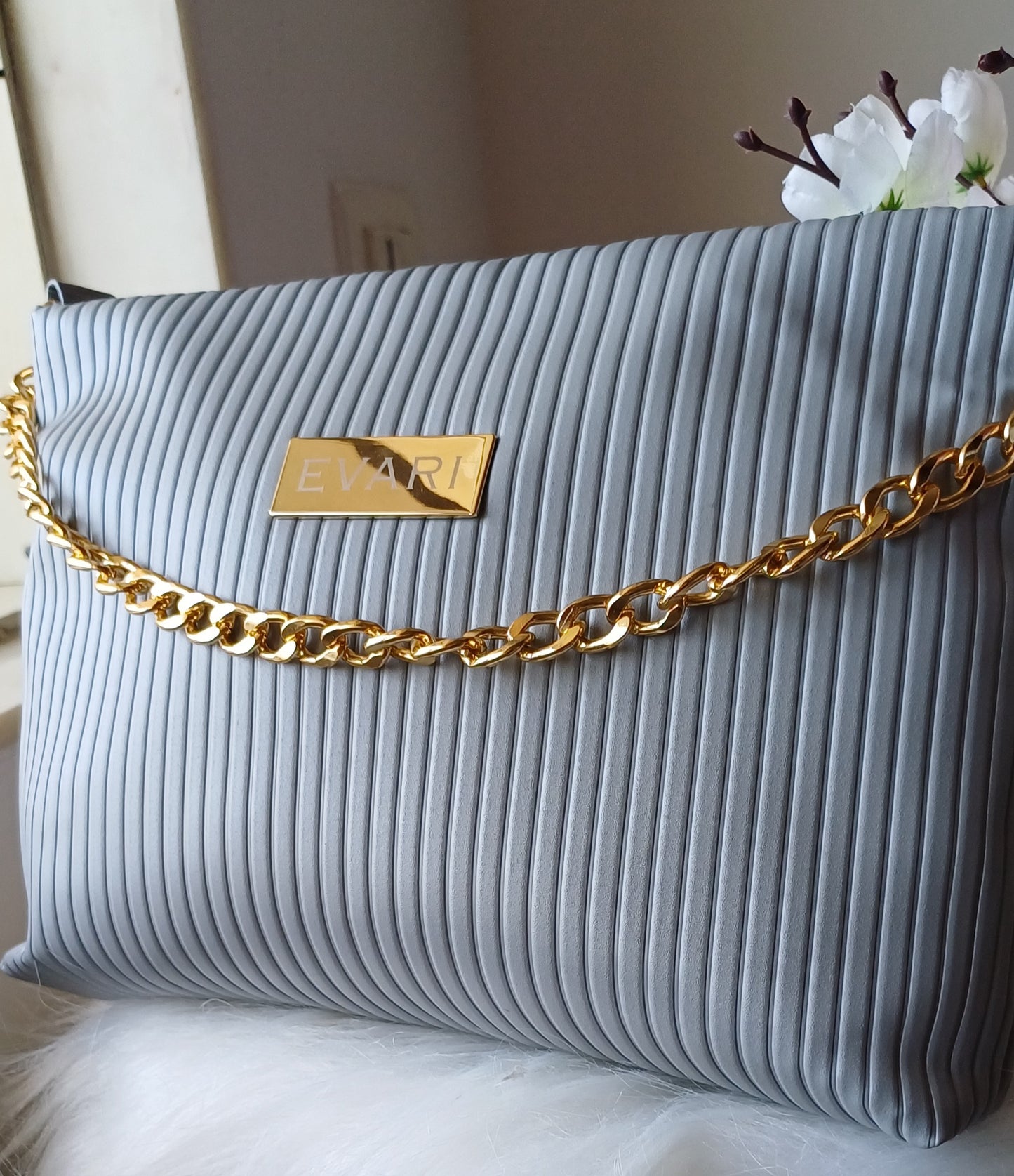 Mint Green Stripes Quilt Sling Bag