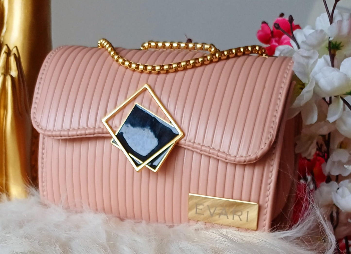 Blue Square Lock Sling Bag
