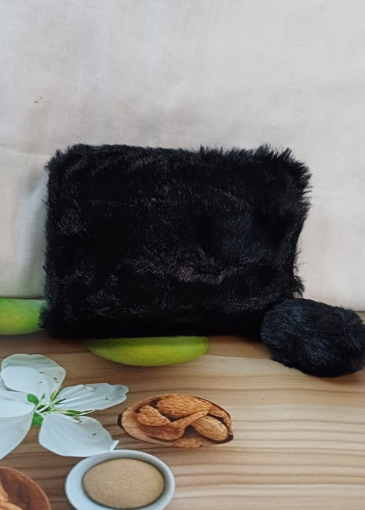 Black Kitty Fur Pocket Wallet