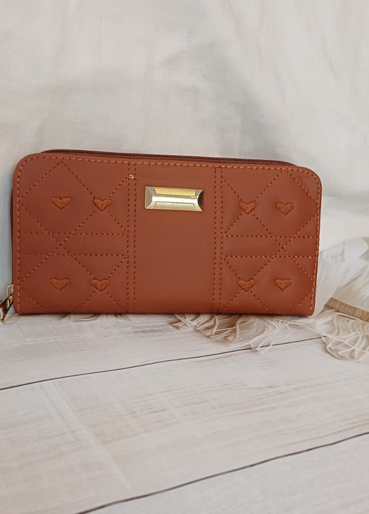 Light Brown Embroidered Wallet