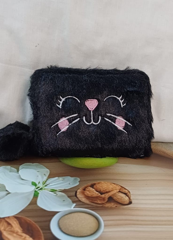 Black Kitty Fur Pocket Wallet