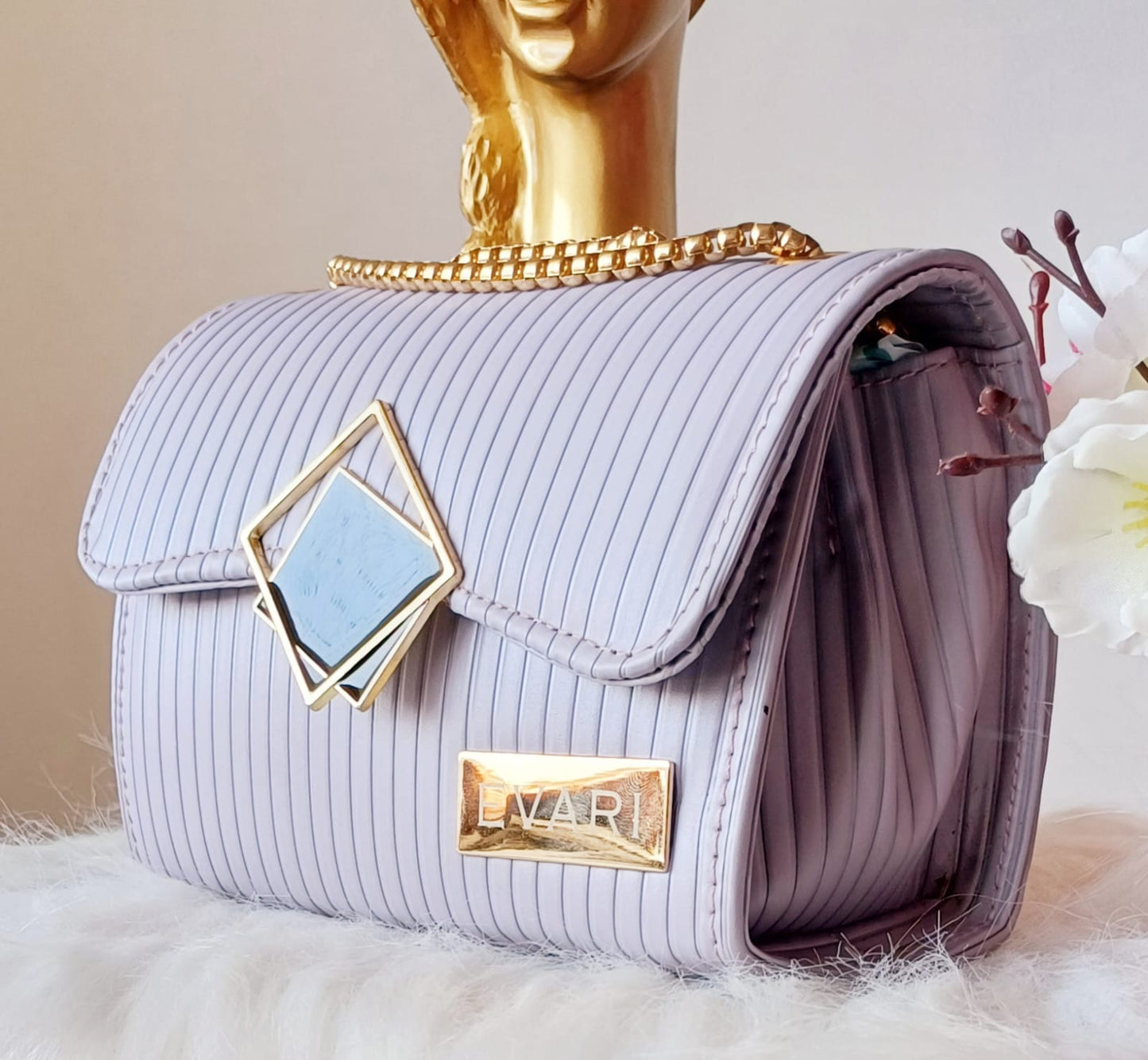 Pink Square Lock Sling Bag