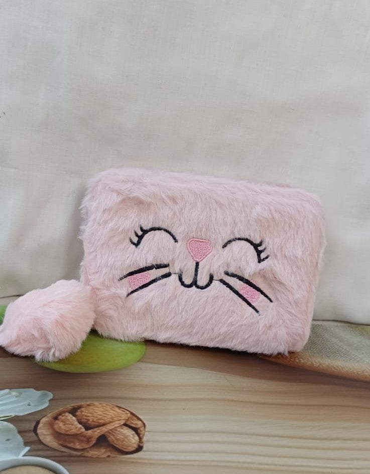 Baby Pink Kitty Fur Pocket Wallet