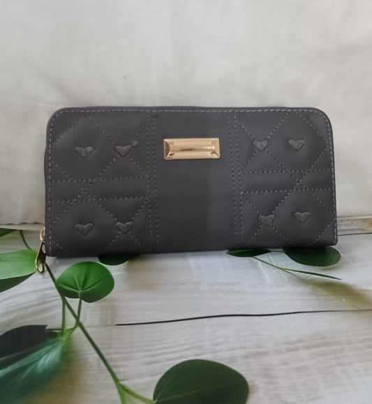 Grey Embroidered Wallet