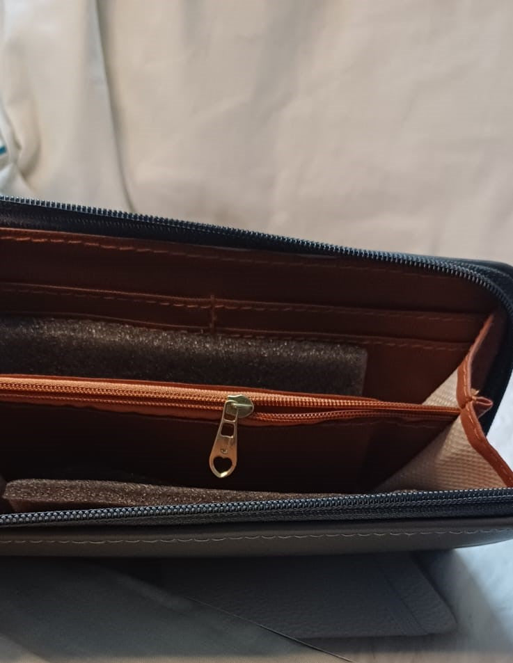Grey Embroidered Wallet