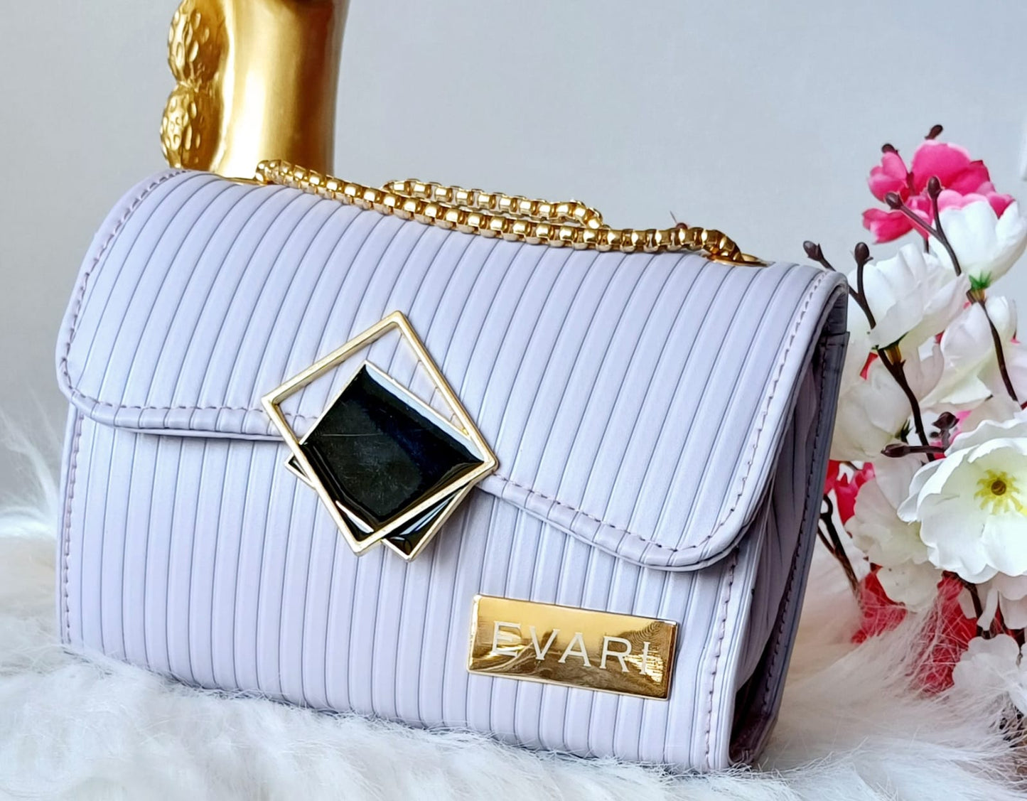 Blue Square Lock Sling Bag