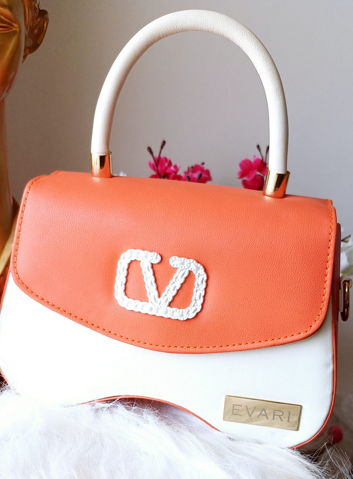 Grey Flap White Valentino Sling Bag