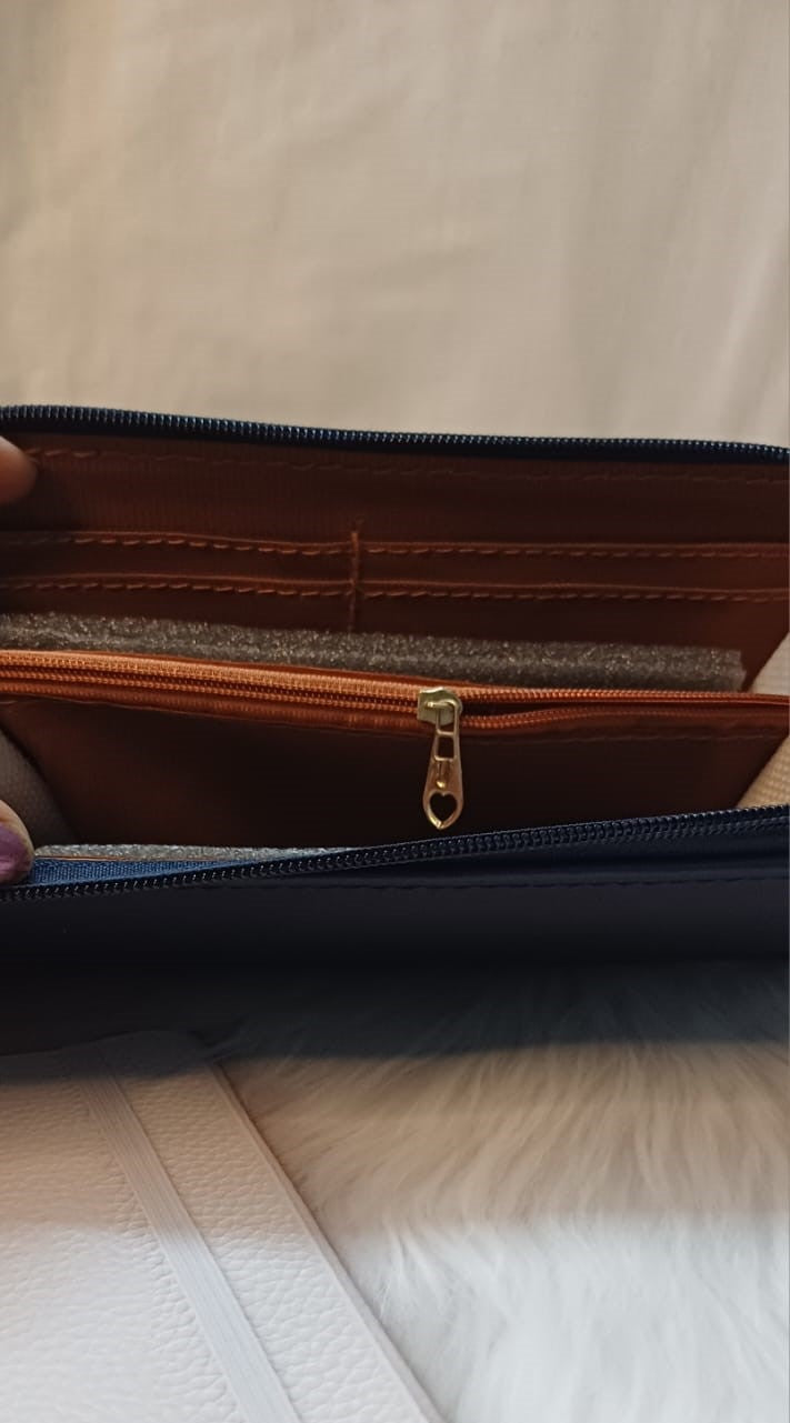Dark Blue Embroidered Wallet