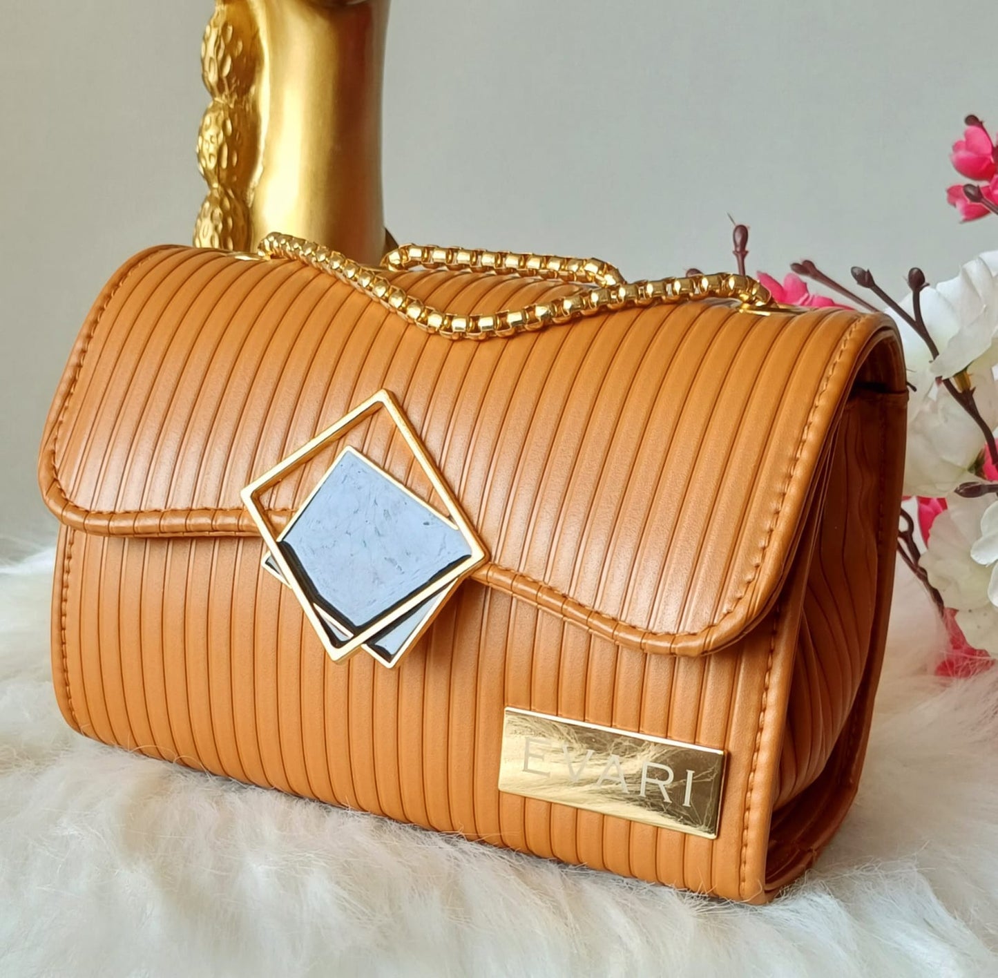 Blue Square Lock Sling Bag