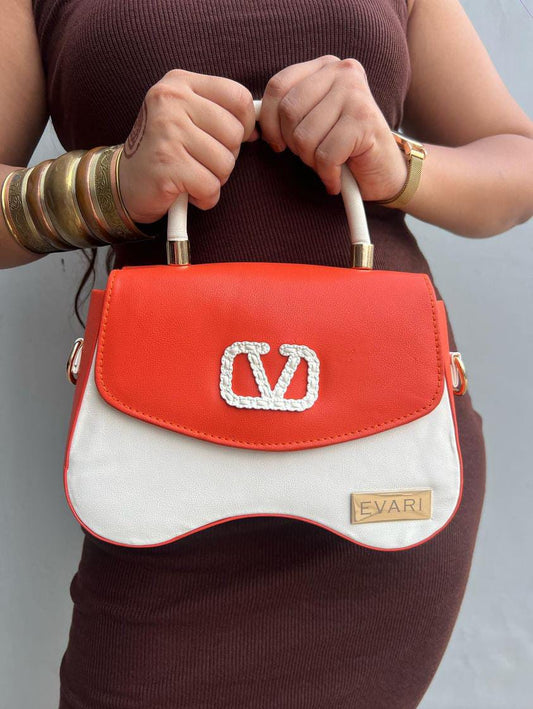 Orange Flap White Valentino Sling Bag