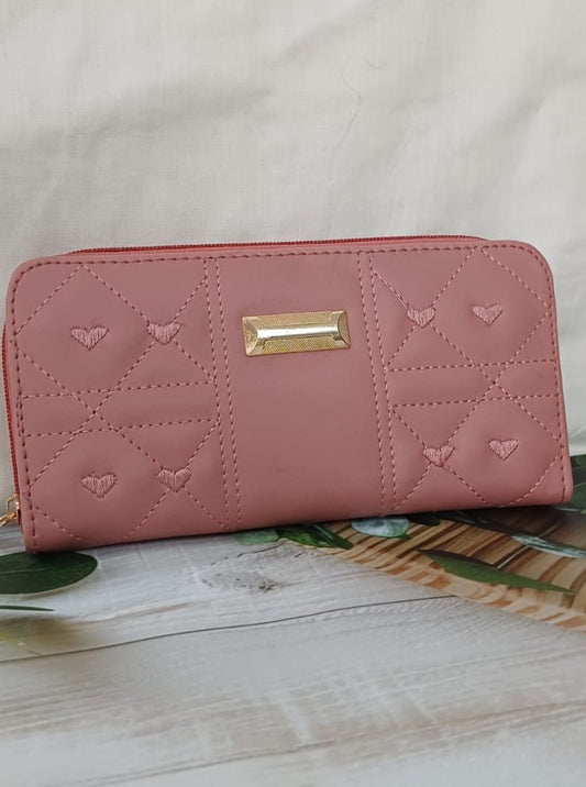 Pink Embroidered Wallet