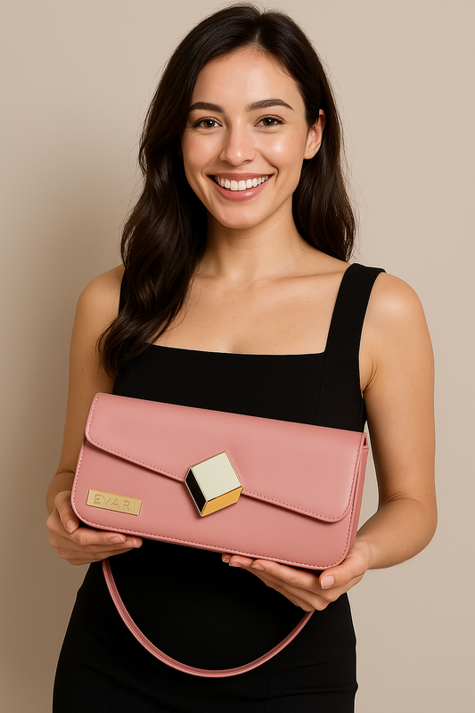 Dark Pink 3D Lock Baguette Bag