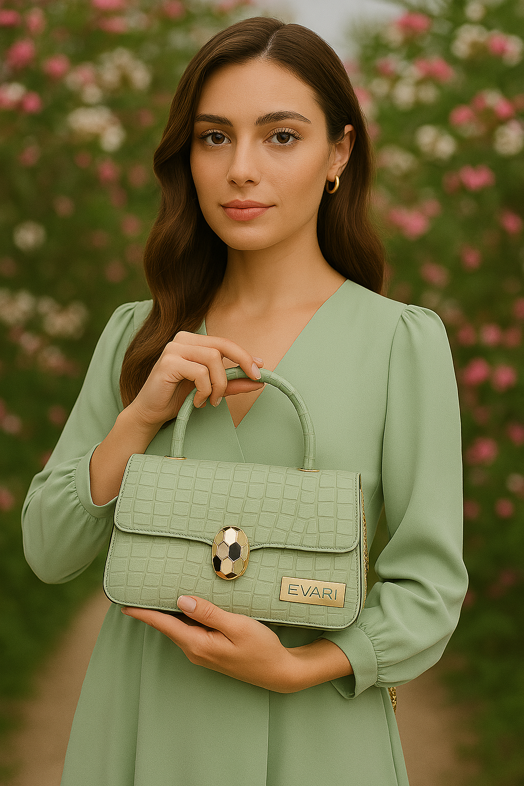 Green Snake Lock Baguette Bag