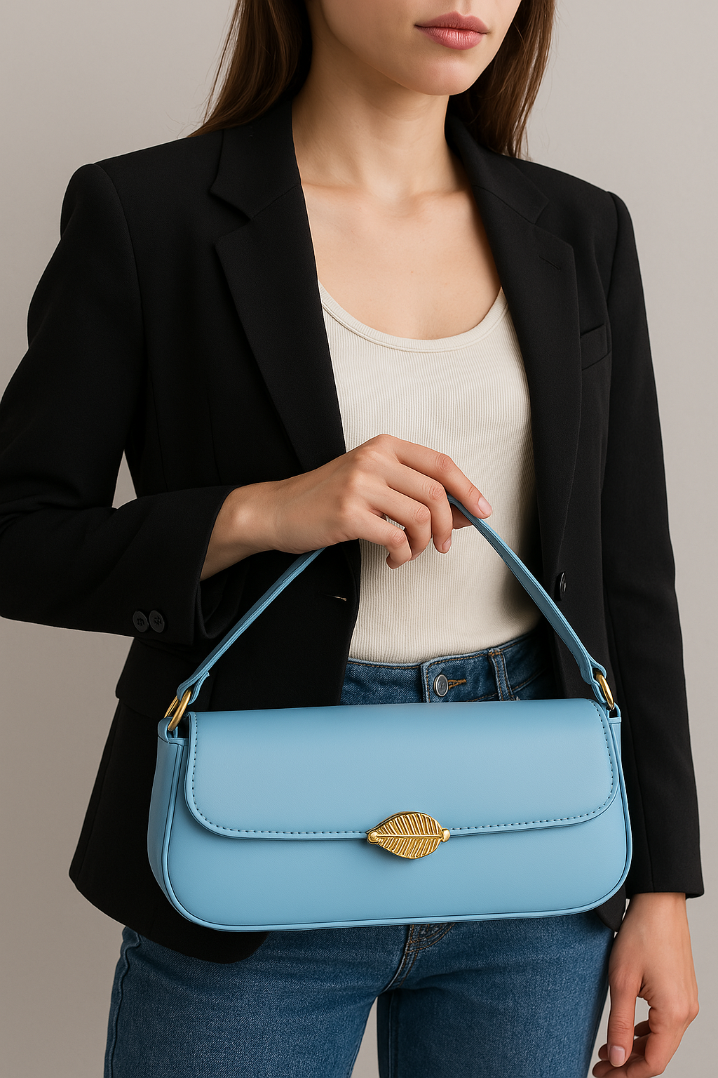 Blue Leaf Lock Sling Bag