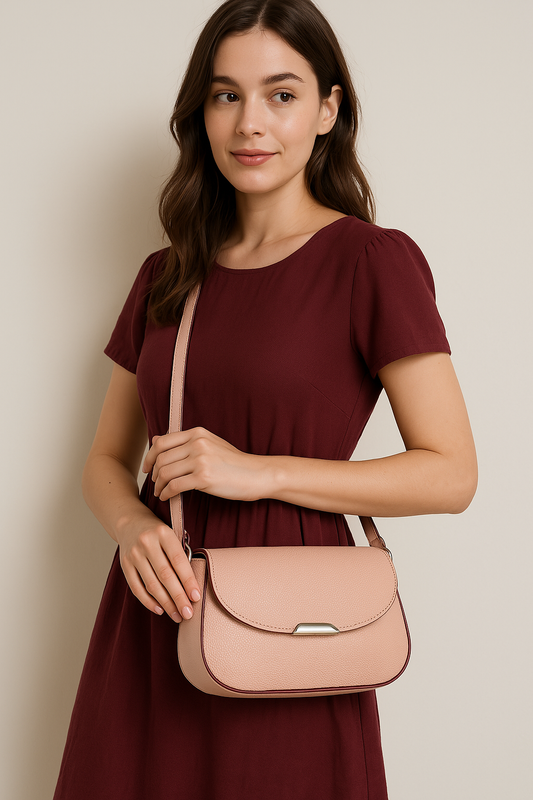 Peach Textured Sling Bag