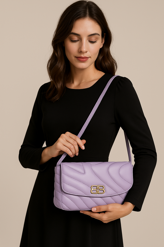 Lilac BLock Stripes Quilt Sling Bag