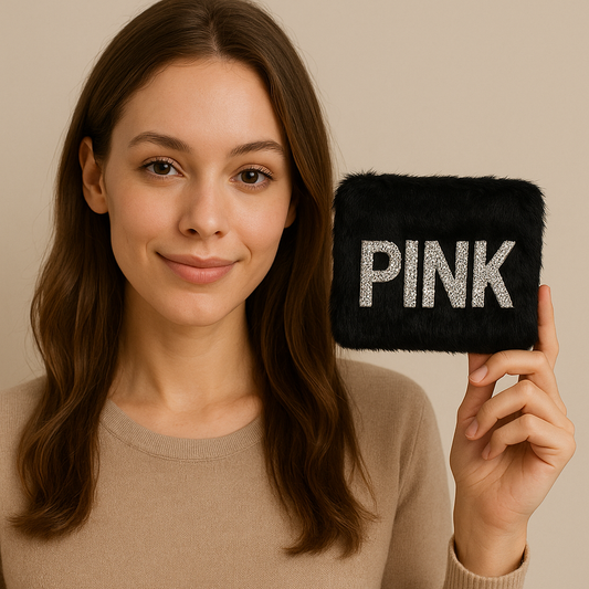 Black PINK Fur Pocket Wallet