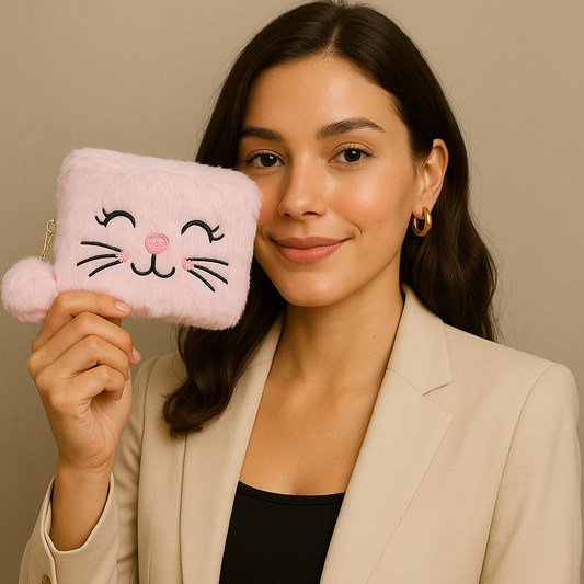 Baby Pink Kitty Fur Pocket Wallet