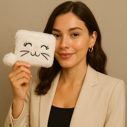 White Kitty Fur Pocket Wallet