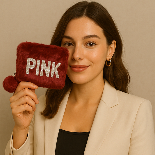 Red PINK Fur Pocket Wallet