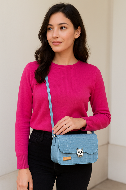 Blue Panda Lock Sling Bag