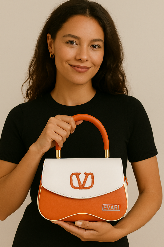 White Flap Orange Valentino Sling Bag