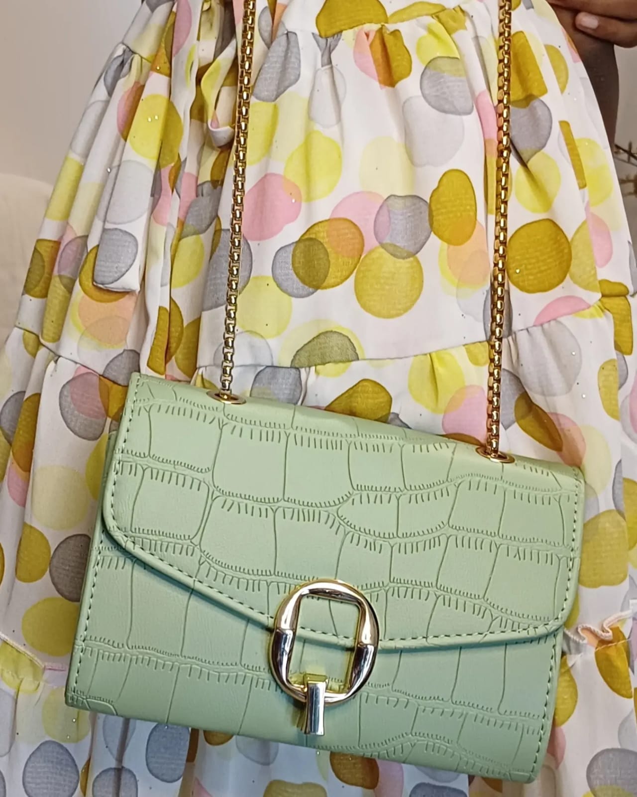 Green Q Lock Sling Bag