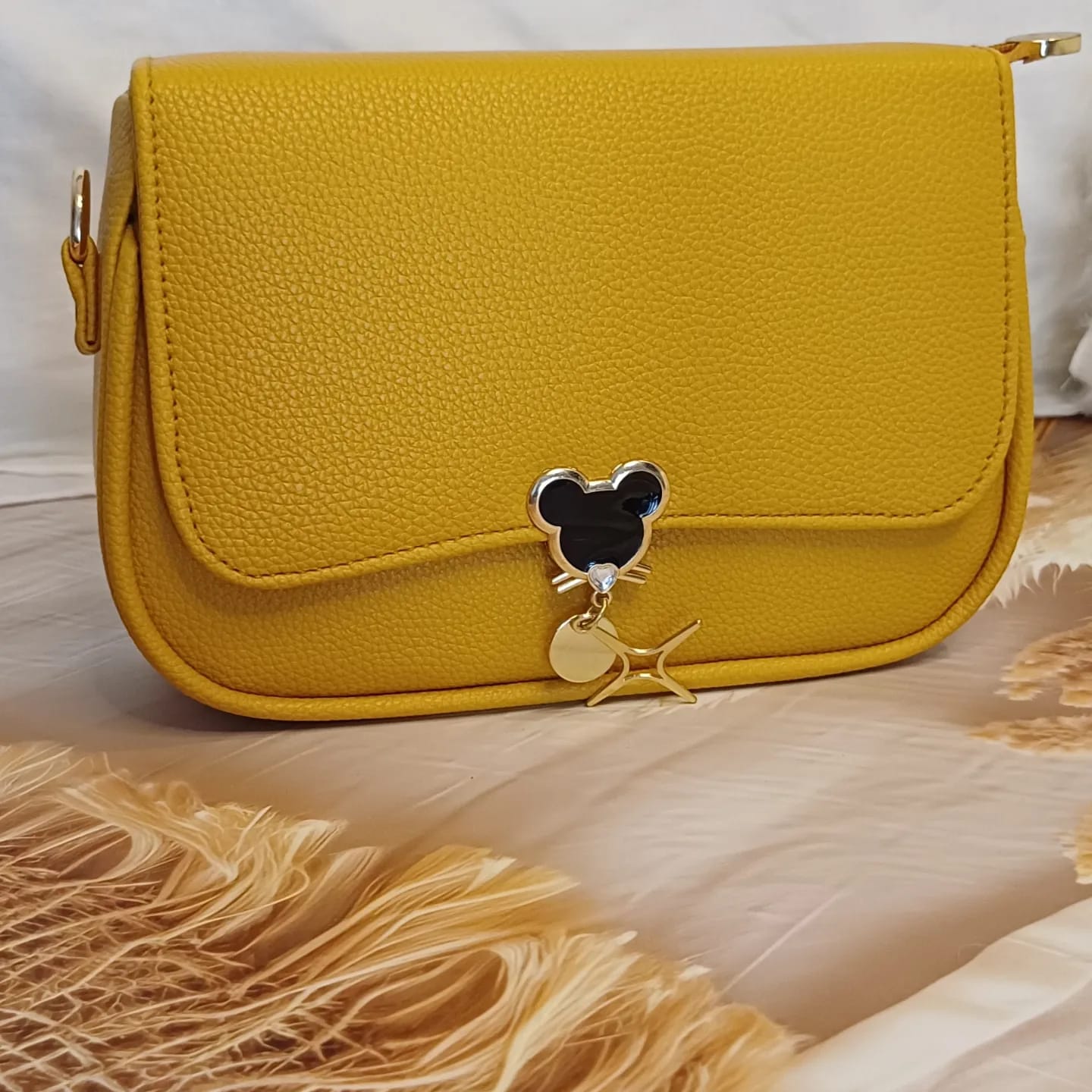 Yellow Mickey Lock Sling Bag