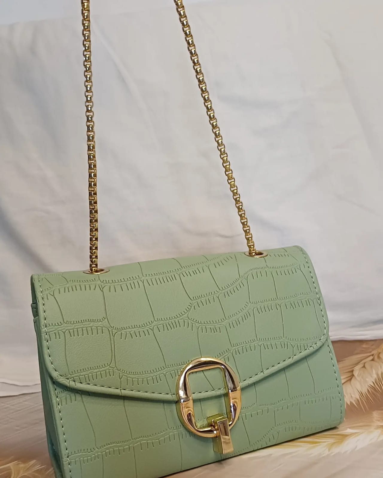 Green Q Lock Sling Bag