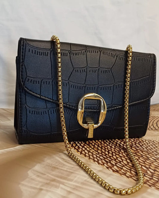 Black Q Lock Sling Bag