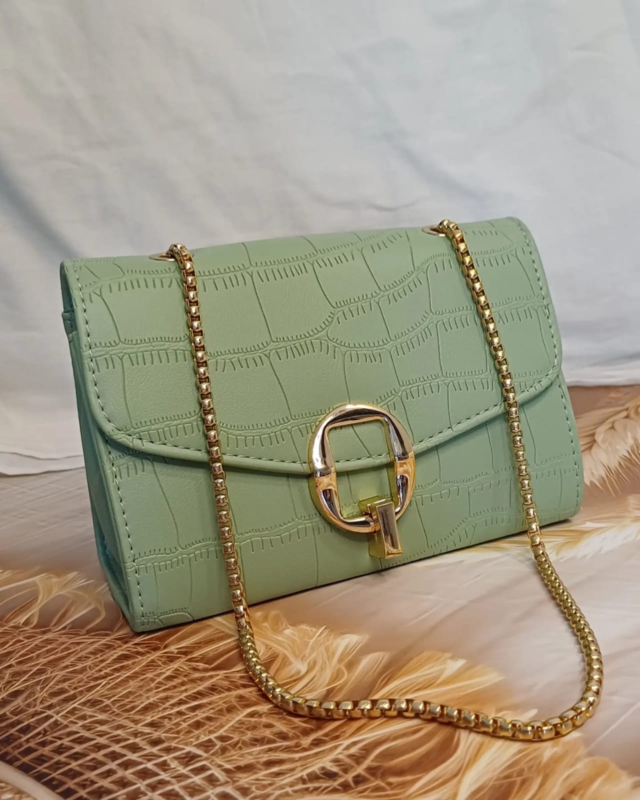 Green Q Lock Sling Bag