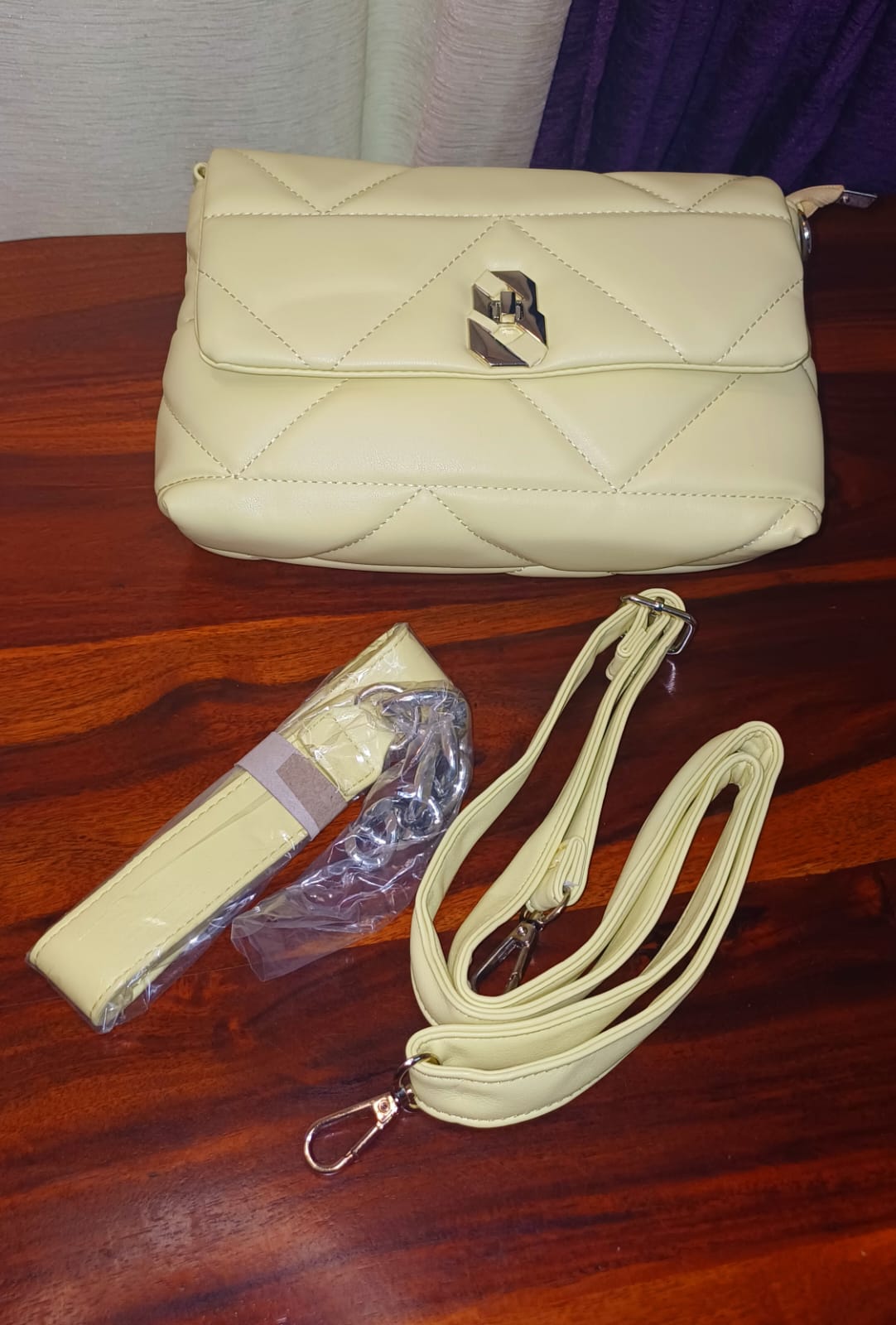Yellow Stripes Quilt Sling Bag